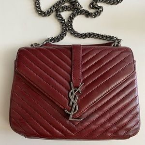 YSL Classic College Chain Matelasse Chevron Medium